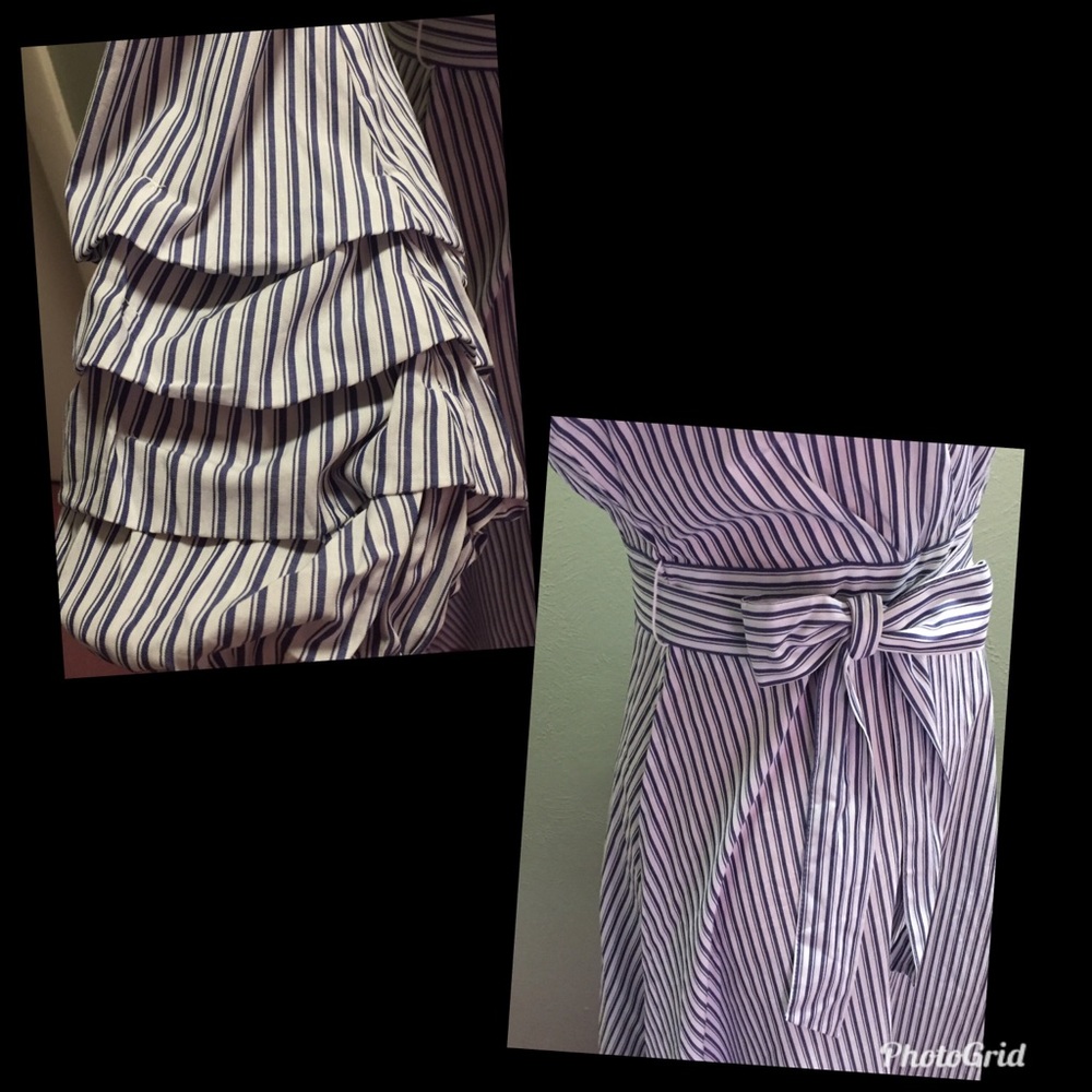 FOREVER 21 CONTEMPORARY WHITE &BLUE STRIPED DRESS. - Picture 3 of 3